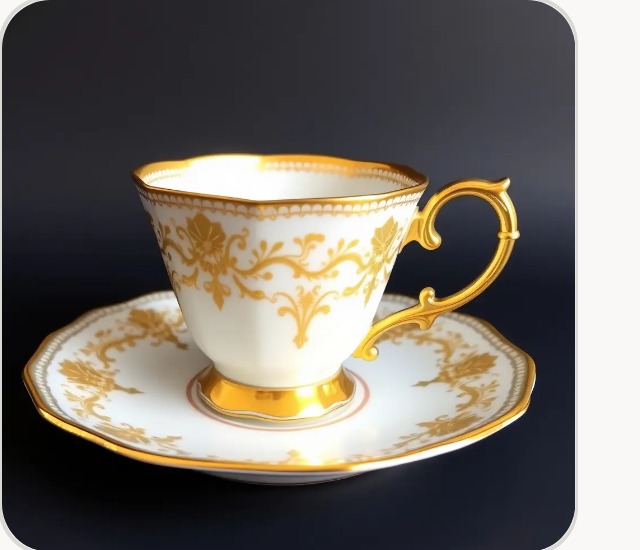 Premium gold-plated rim teacup